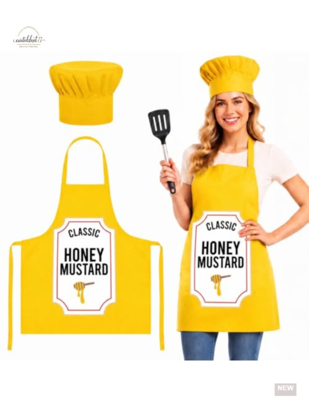 Liitrsh Halloween Condiment Apron and Chef Hat Set Polyester Costume